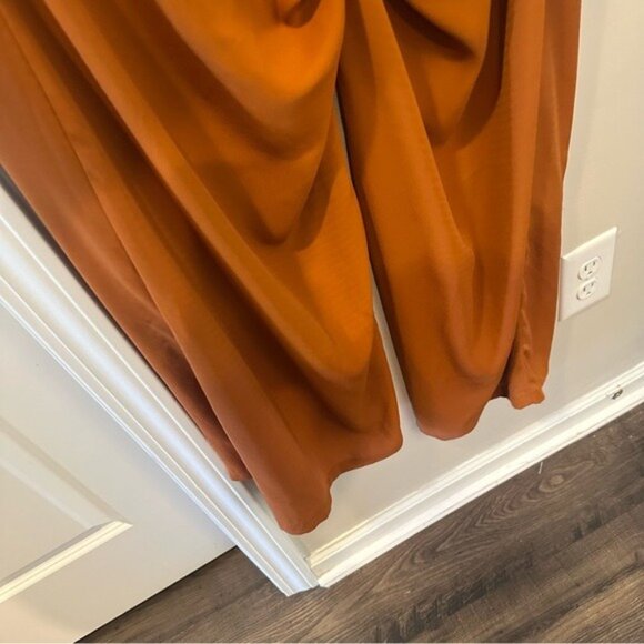 Blashe Burnt Orange Crochet Cross-Back Halter Wide-Leg Jumpsuit Size Large - Picture 13 of 14